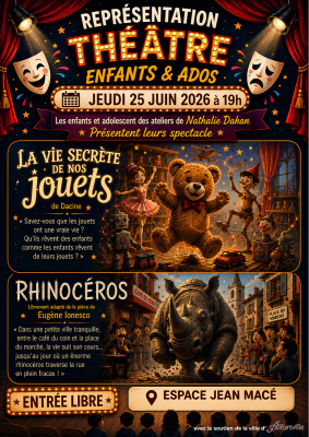Spectacles théâtre des ateliers enfants et ados de Nathalie Dahan (à confirmer)